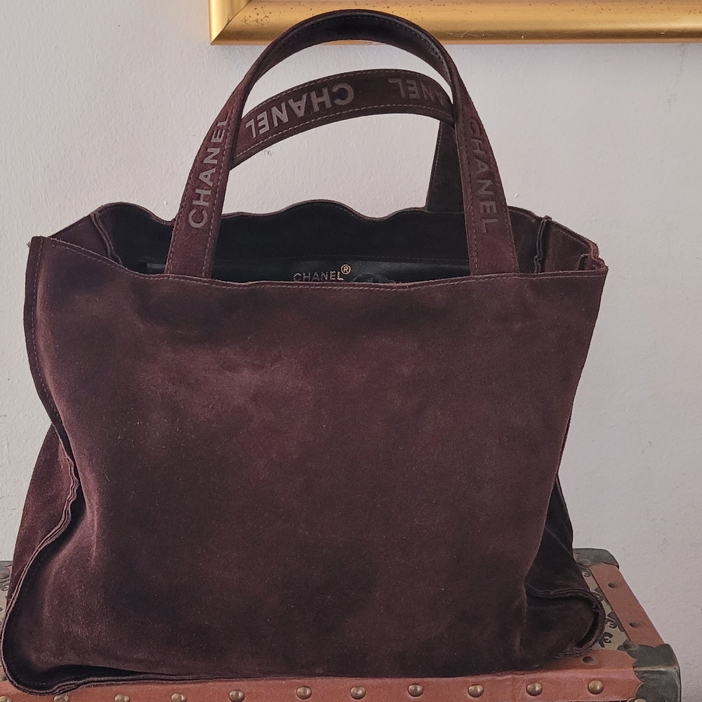 CHANEL Brown Velvet Tote Bag